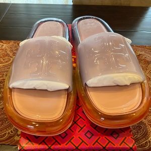 Tory Burch Bubble Jelly Slides in spring lavender , BNIB,MSRP$188